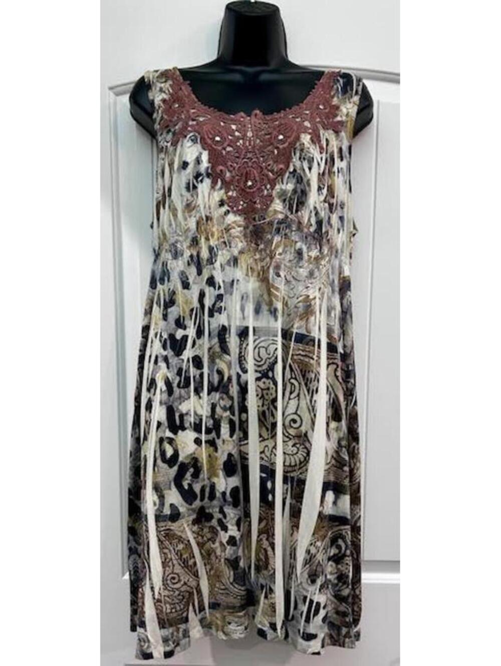 Animal Print Embroidered Dress Petite XL Polished Confidence